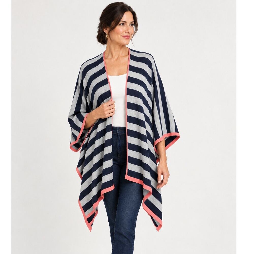 Talbots Bold Stripe Blue Pink Wrap